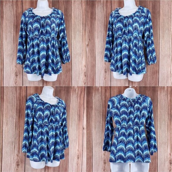 Lilly Pulitzer Womens Size Small Blue Curves Waves Tunic Top Rayon Blend 82028 - Picture 1 of 11